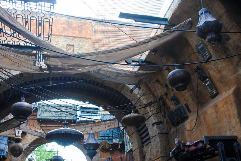 Ceiling details at the Star Wars marketplace in Black Spire Outpost, Disney’s Hollywood Studios.