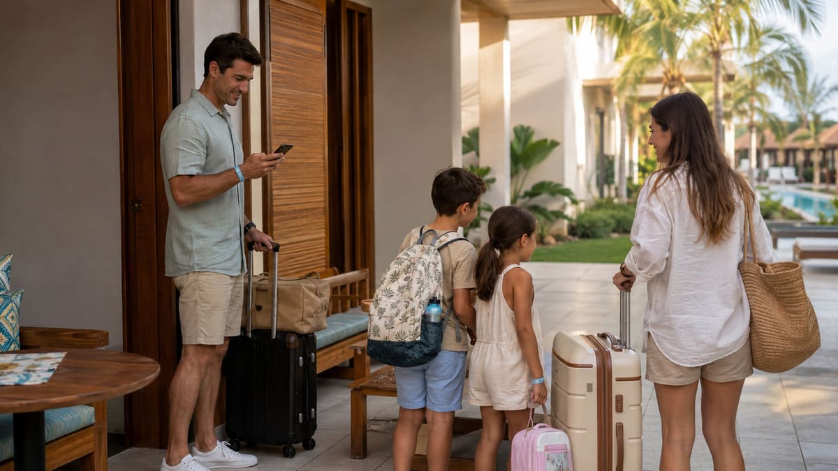 Family arriving at a Westgate resort for a last-minute family getaway